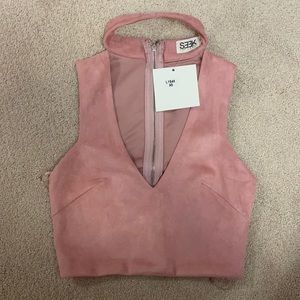 LF Seek Pink Velvet Choker Top